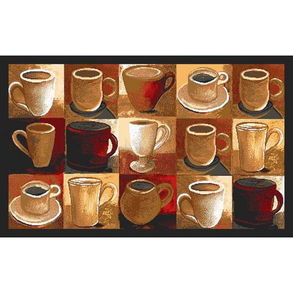 Covor bucatarie cu cani de cafea ,dreptunghiular multicolor 50 x 80 cm, ATS, anti-alunecare