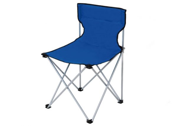 Scaun pliabil albastru, pentru cam[ing, plaja, drumetie sau pescuit, cu cadrul din metal, ATS
