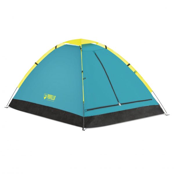 Cort camping albastru de 2 persoane pentru camping, pescuit sau calatorii cu buzunar interior si folie de protectie la sol din polietilena, ATS + geanta de transport