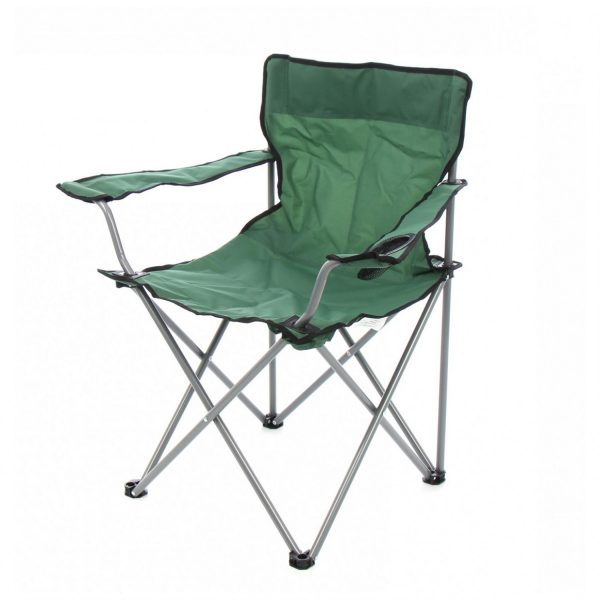 Scaun Pliabil Camping, Bigshot™, cu Suport Pahar sau Sticla, 50 x 50 x 80 cm, Verde