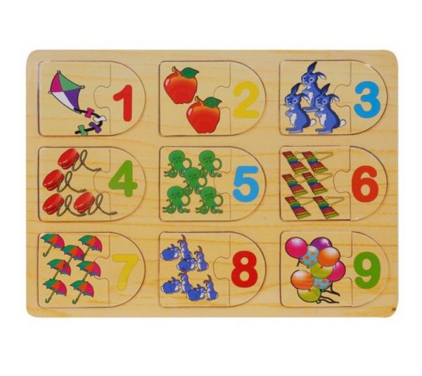 Puzzle din lemn invata cifrele si culorile pentru copii , ATS