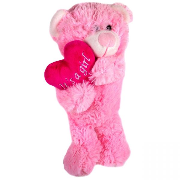 Mascota Ursulet de plus roz it’s a girl cu o inima, pentru fete + 0 luni , ATS
