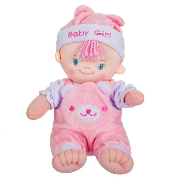 Jucarie din plus Papusa roz Baby Girl pentru copii sau familie, ATS, 25 cm