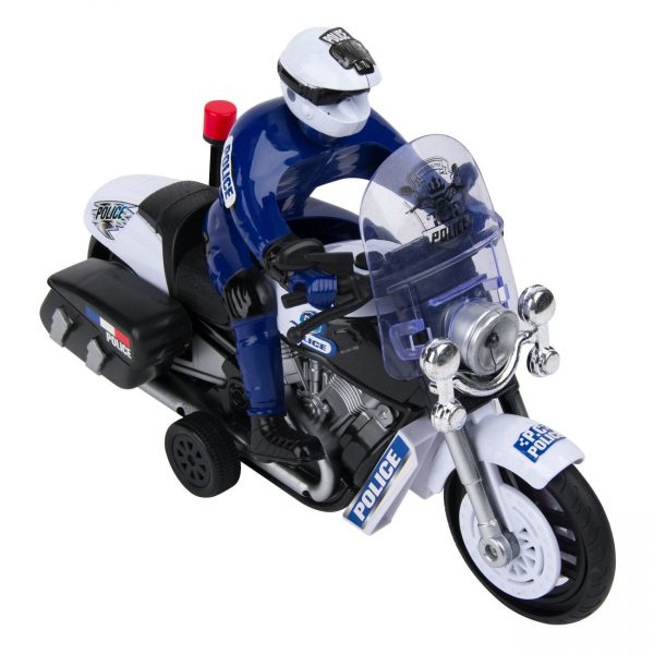 Motocicleta de interventie cu lumini si sunete, albastru negru, pentru copii, fara telecomanda, din plastic + 3 ani, ATS