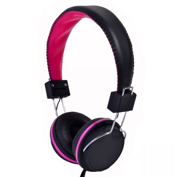 Casti audio stereo , ATS , gaming , roz cu negru , design modern , mufa stereo de 3,5 mm