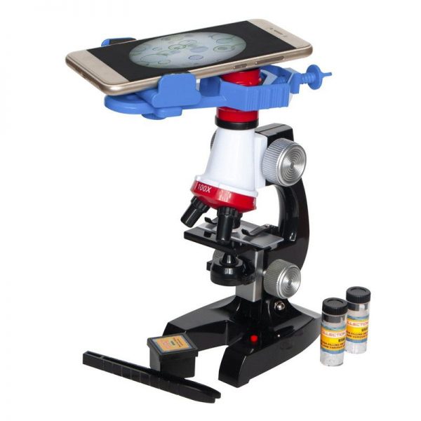Microscop pentru copii mareste 100x 1200x, are cu suport si husa de examinare pentru telefonul mobil, ATS