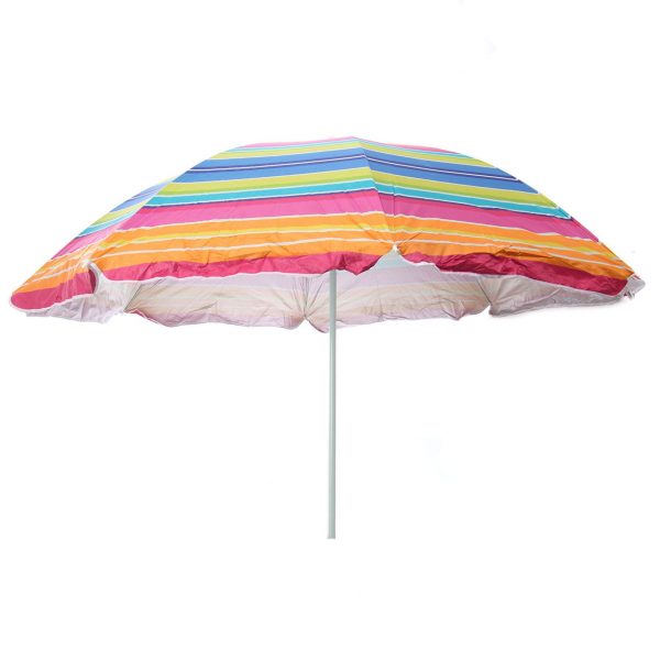 Umbrela rotunda multicolor,Sta,cadru din metal ( otel ) vopsit alb,gradina,mare,gratar,200 cm