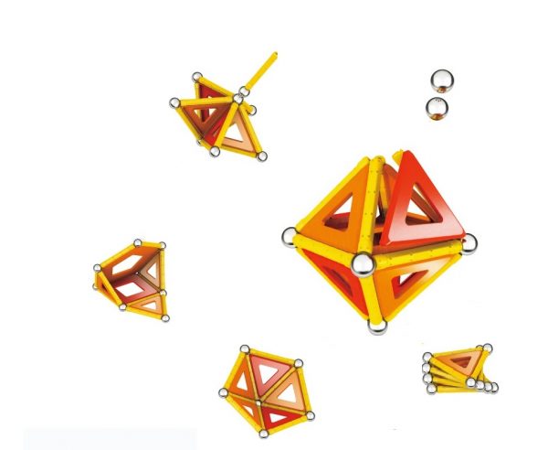 Set magnetic de construit cu 35 de piese, 12 betisoare colorate cu magneti la ambele capete, forme geometrice, triunghiuri, patrate si romburi, ATS