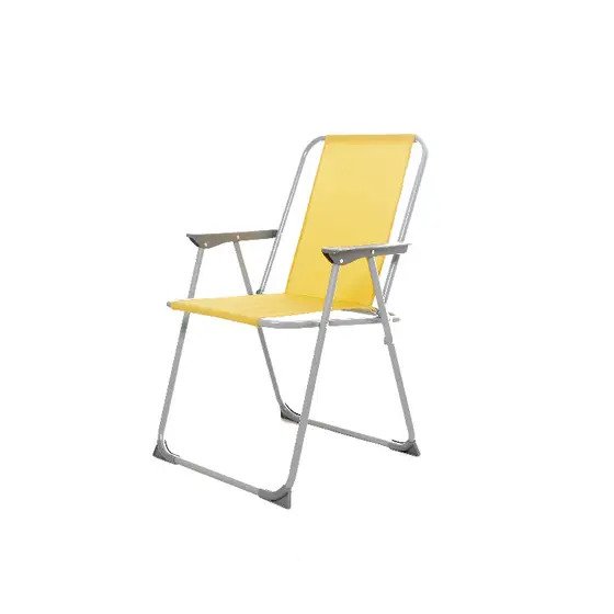 Scaun galben pentru camping, pescuit, gratar sau gradina, metalic, pliabil, 54.5 x 80 x 57 cm, ATS