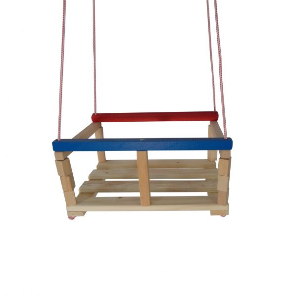 Leagan copii din lemn cu bara de sprijin din lemn atat la spate cat si in fata, ATS, lungime 36 cm