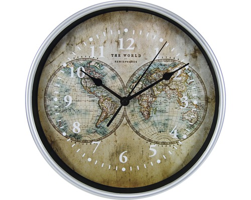 Ceas de perete Harta lumii pentru living, dormitor, hol, bucatarie, ATS, diametru 25 cm