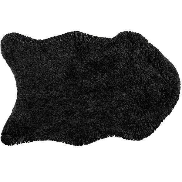 Covor pufos blana negru, in forma de animal cu suprafata antiderapanta, pentru dormitor, hol, living, balcon, ATS