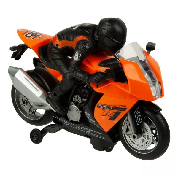 Set Motocicleta cu sofer are sunete, lumini si functie bump go, pentru copii, ATS