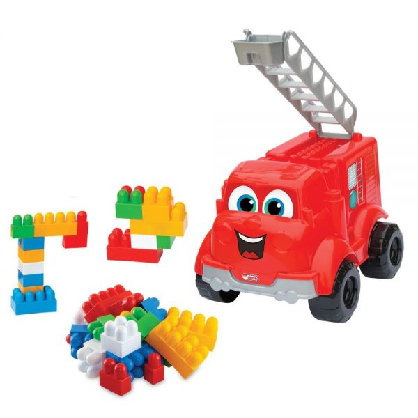 Set de constructie camion de pompieri cu 30 de cuburi, pentru copii, ATS