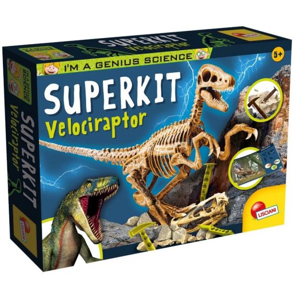 Joc educativ Kit arheologic 3D Skeleton cu instrurnente fantastice de excavare Sapa si descopera un dinozaur Velociraptor, pentru copii, ATS