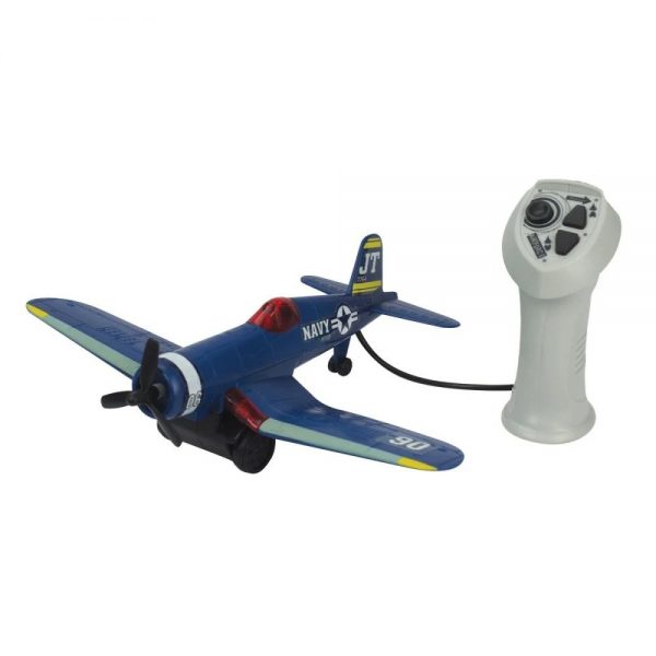 Avion de lupta militar cu telecomanda, albastru are lumini si sunete, design realist, pentru copii, ATS